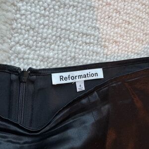 Reformation Midnight Black Satin Skirt